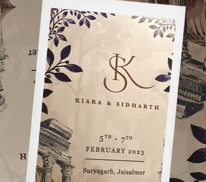 Sidharth and Kiara's wedding invite
